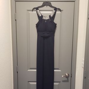 Navy blue Dress with beaded collar